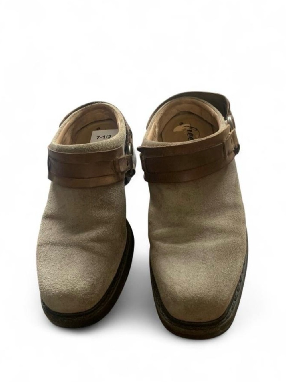 Free People Marco tan suede clogs mule size 7.5 us boho casual